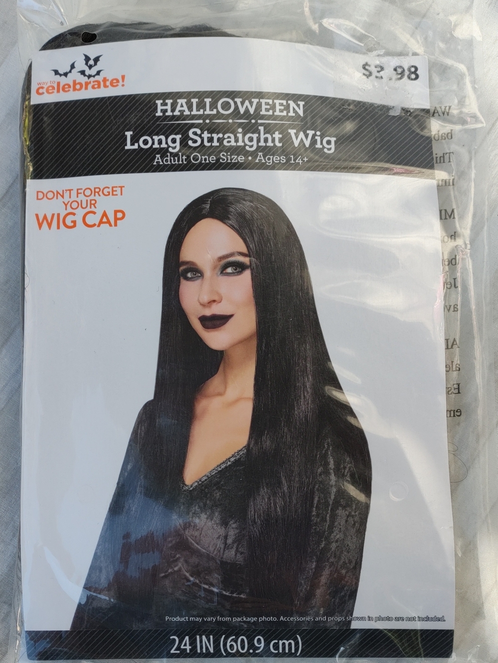 Halloween Long Straight Wig — Black, Elvira Hair